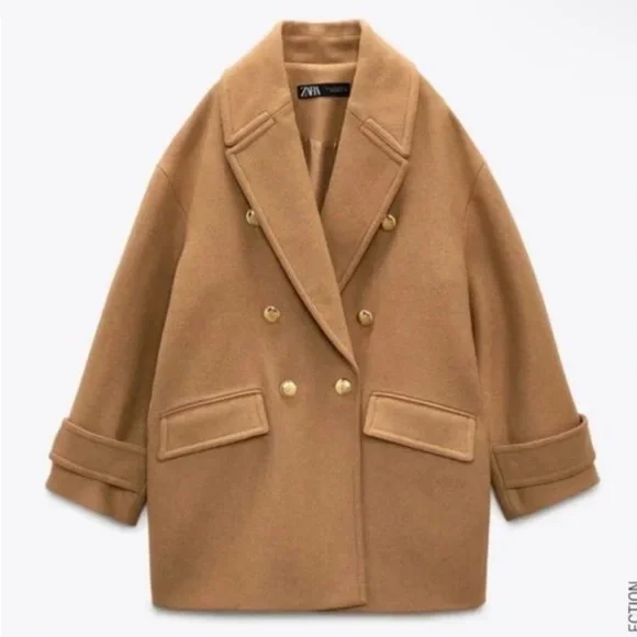 Zara Gold Button Coat - Picture 6 of 12